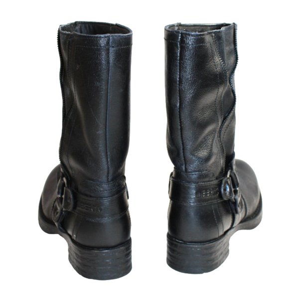 Liberto Black Vintage Style Leather Harness Mid-Calf Moto Boot, Size 37 … - Picture 6 of 10